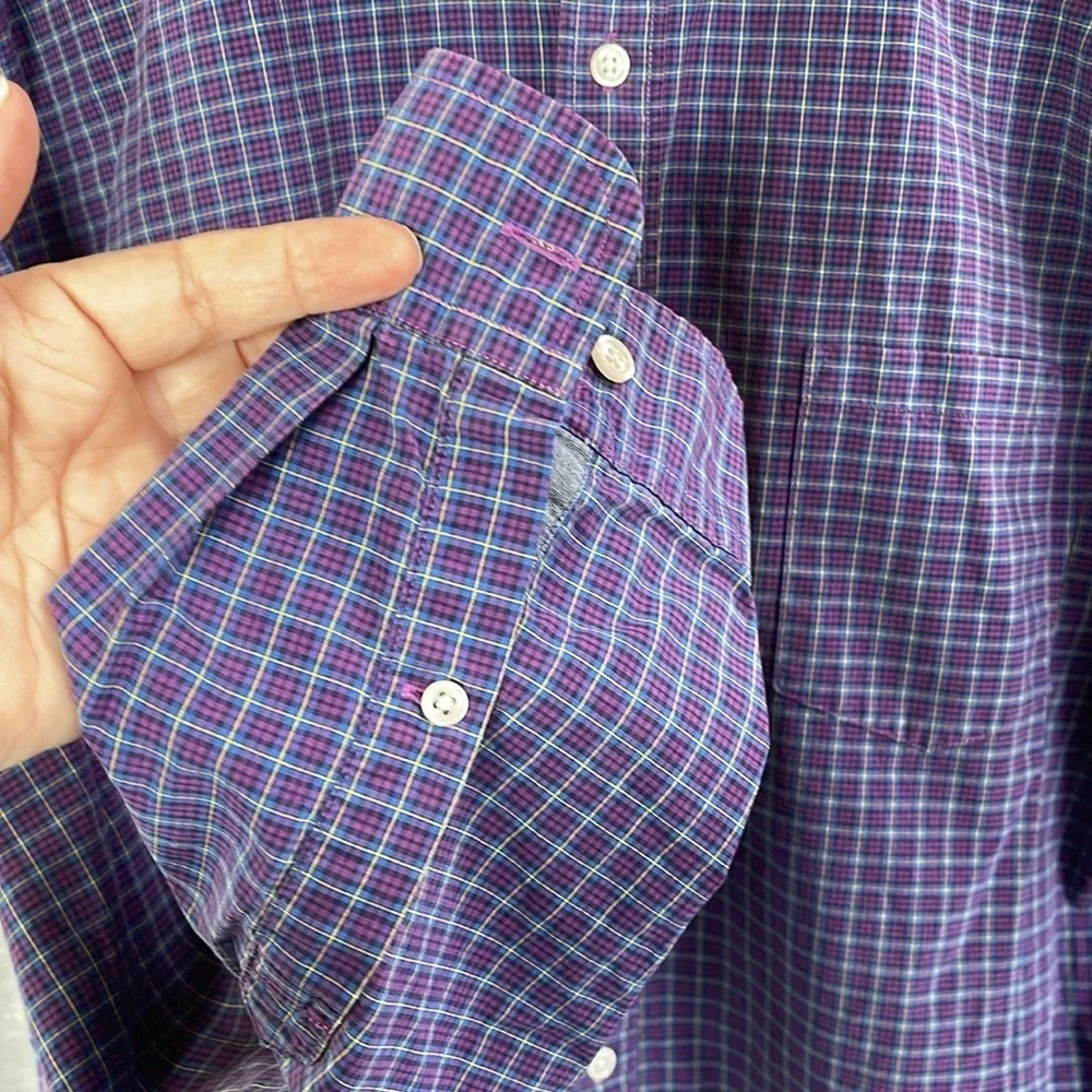 J. Crew  100%cotton shirt men’s‎ XL. (17-17.5) purple button-down long sleeve